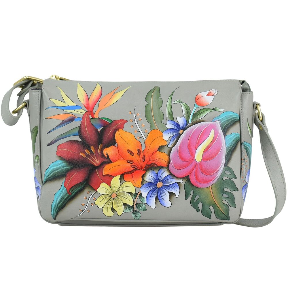 7880 Original Hand-Painted Leather Organizer Crossbody - Tropical Paradise